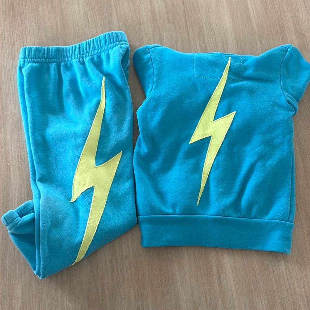 Aviator Nation Bolt Neon Blue and yellow kids size 2 set